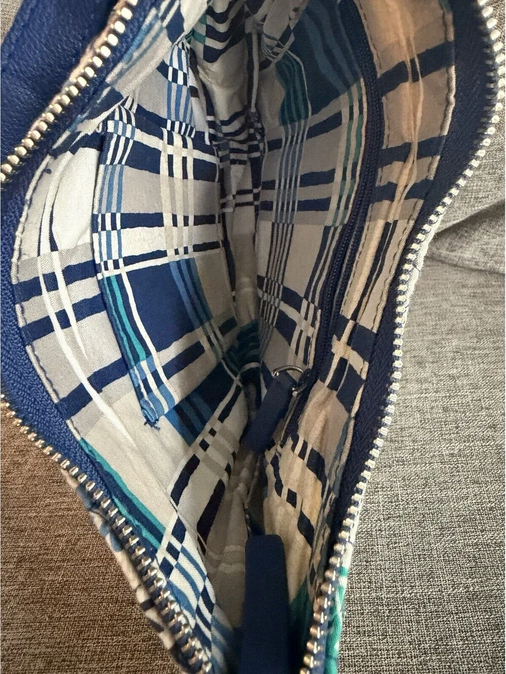 Vera Bradley Vivian In Santiago Blue Gray Crossbody Blue Strap